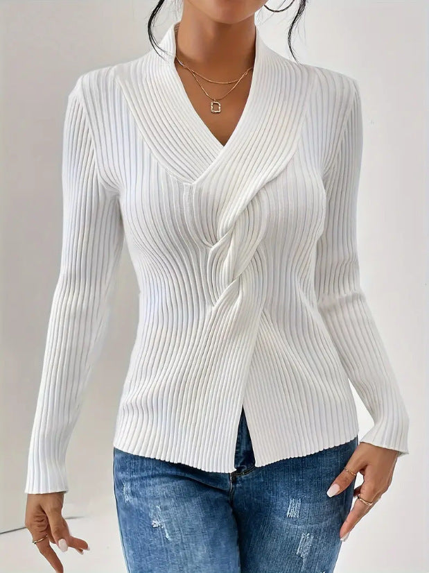 Ravena V-neck Ribbed Sweater
