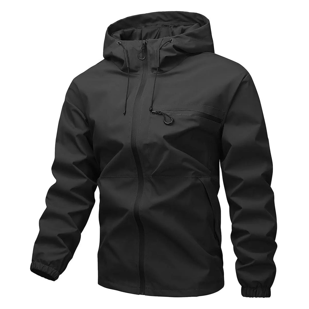 Men’s waterproof hooded lightweight jacket in black