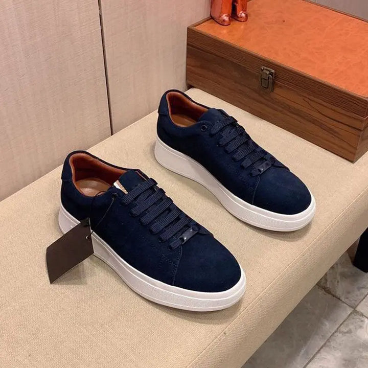 A navy blue casual sneakers
