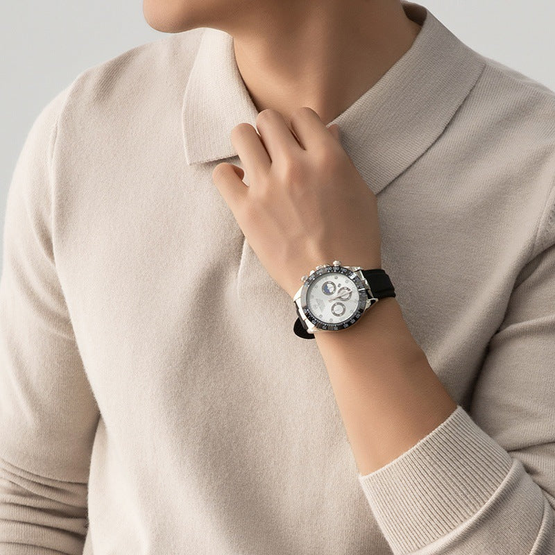 Men’s knit pullover with polo collar in beige – soft lightweight long sleeve sweater for casual or smart wear