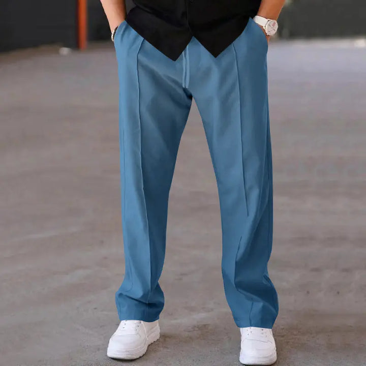 Men’s wide-leg blue dress pants with tailored fit and high-quality fabric – ideal for formal and semi-formal styling