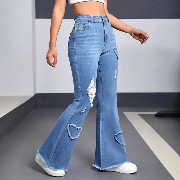 Luvixo Heartflare Distressed Denim Jeans