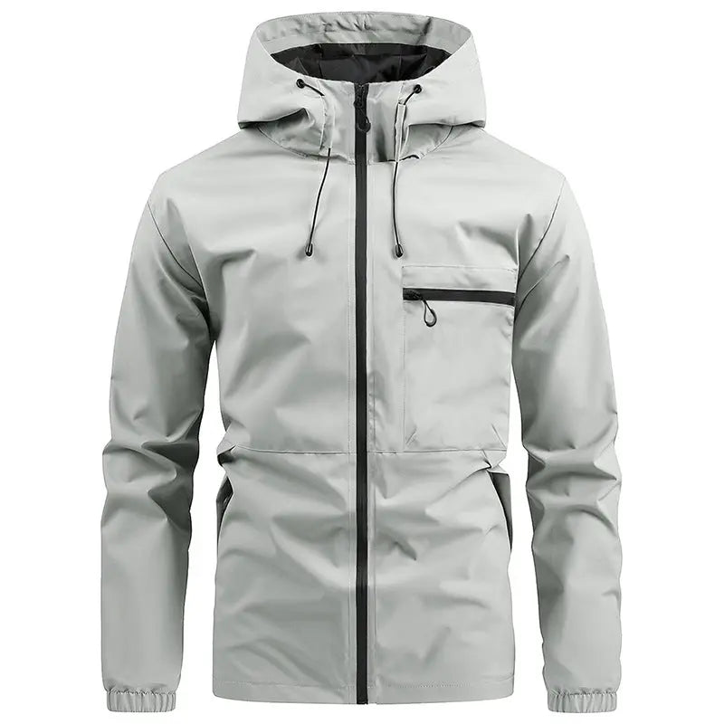 Men’s waterproof hooded lightweight jacket in grey