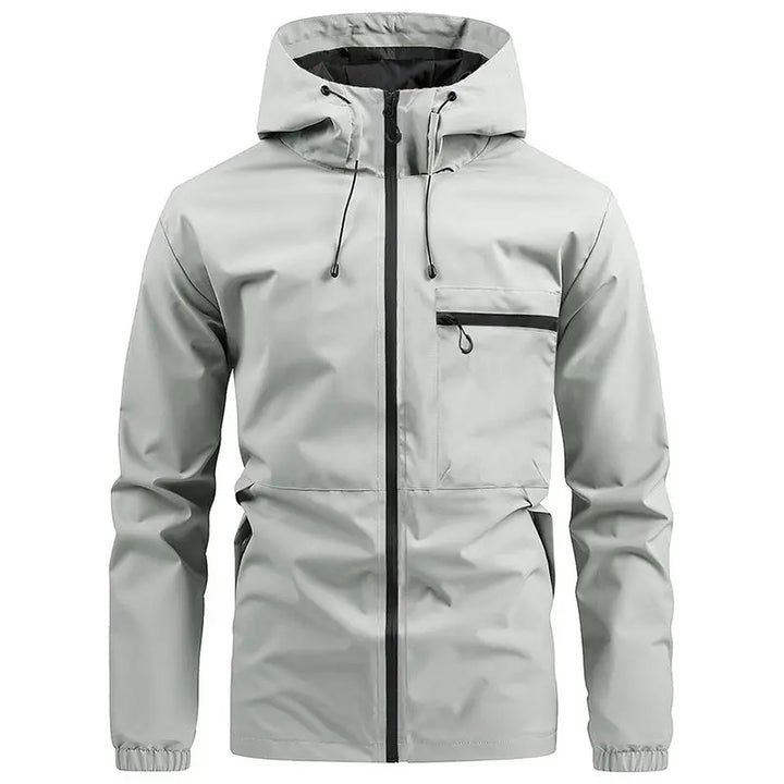 Men’s waterproof hooded lightweight jacket in grey