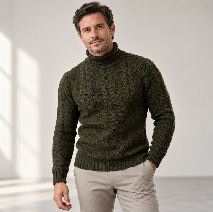 Ravaro Ribbed Cable Turtleneck