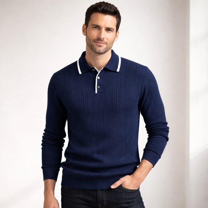 Davenir Luxe Knit Polo Sweater | Men’s Fashion USA EvolvMode